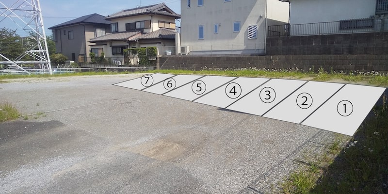 入って奥側（住居側）に7台分の駐車スペース